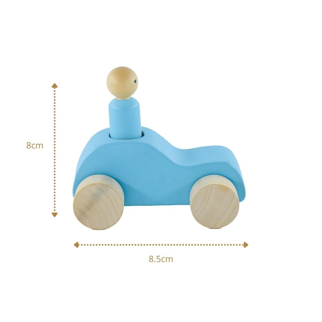 Wooden Car with Peg Doll Toy - b4brainuae