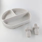 10 Months + Feeding Set of Silicone Plate With Fork, Spoon And Silicon Bib | Silicone Feeding Essentials - b4brainuae