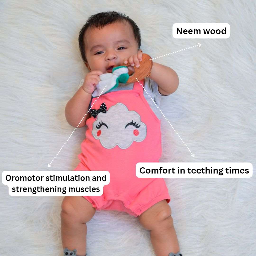 Neem Wooden Fruit Teether (mango) 0-1 year - b4brainuae