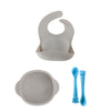 6 Month + Feeding Set Silicone Bowl And Giraffe Silicon Spoon With A Silicon Bib | Silicone Feeding Set - b4brainuae