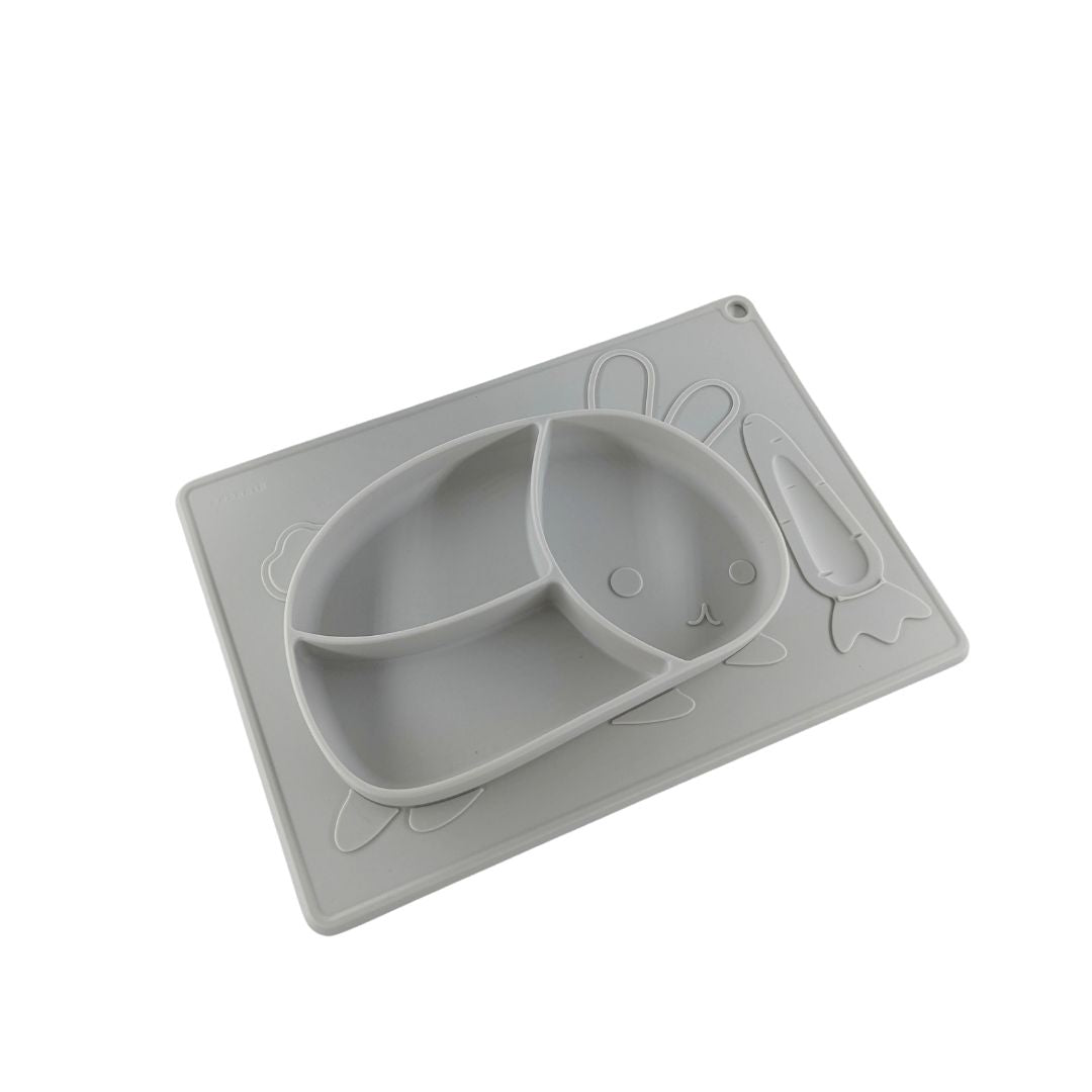 Silicone Rabbit Finger Eating Plate For Baby | Baby Self Feeding Essentials - b4brainuae